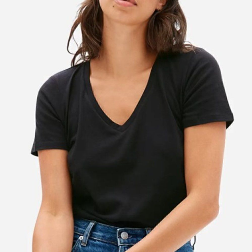 Everlanewomenbasicv-Neck Blackt-Shirtxxs